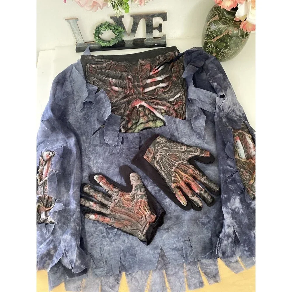 Costume Rotten‎ Walking Corpse Zombie Top Gloves Costume Kids Size M 8-10 NWOT
